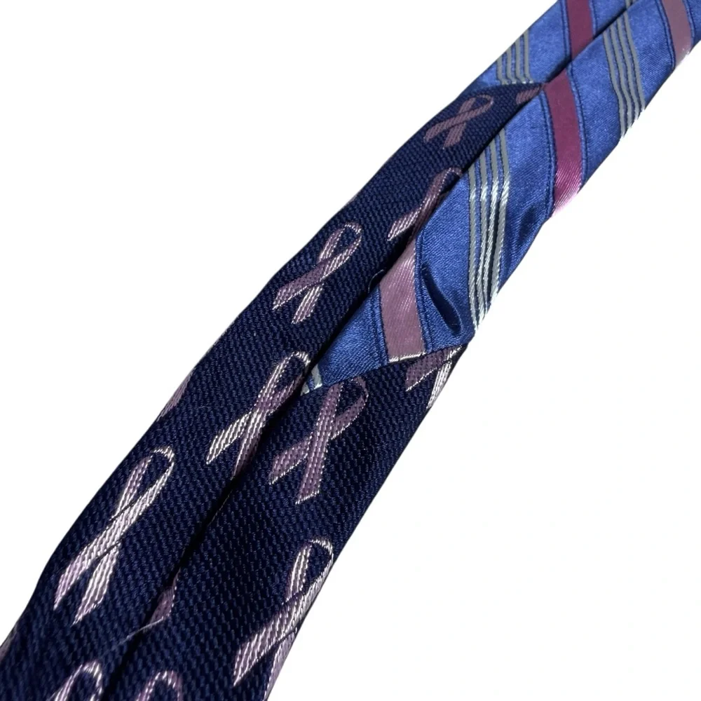 Daniel Cremieux Striped Blue and Pink Breast Cancer Awareness Men's Silk Tie